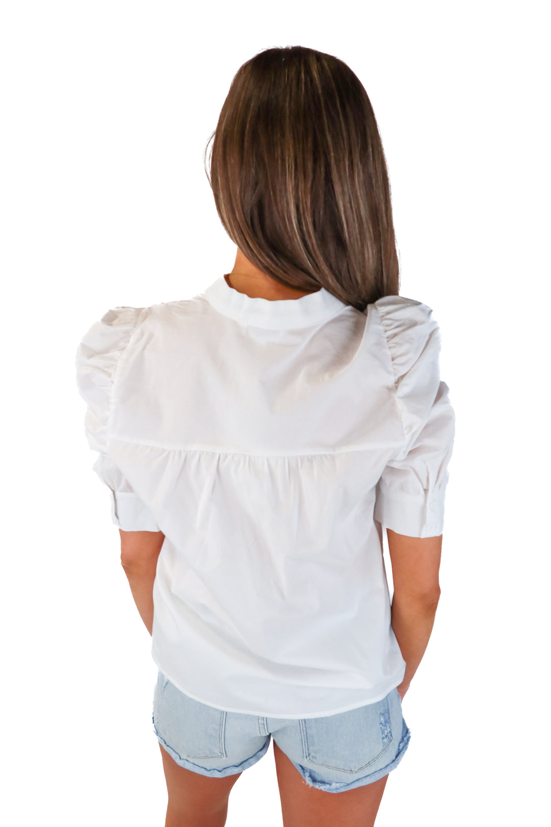 BB Dakota White Puff Sleeve Blouse NWT (M; Retail $79)