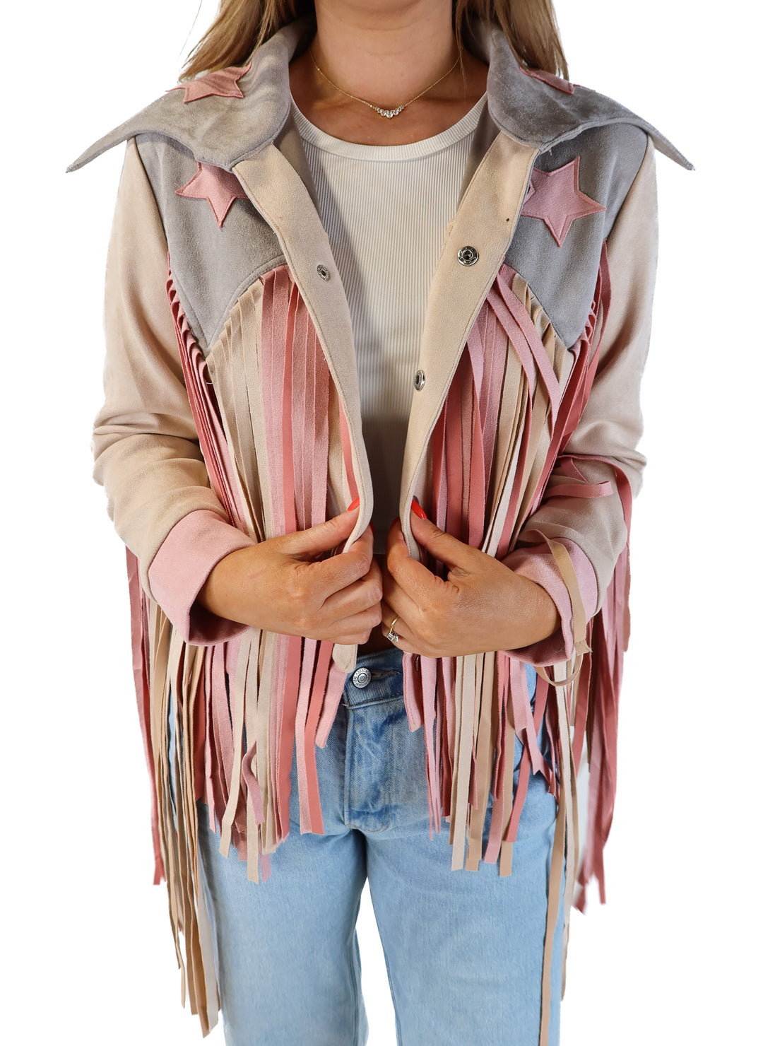 Cloud ten fringe/star suede jacket (s; retails for $329)