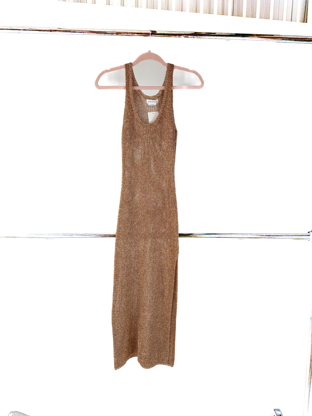 lovers and friends bronze crochet maxi dress (xs; retail $249)