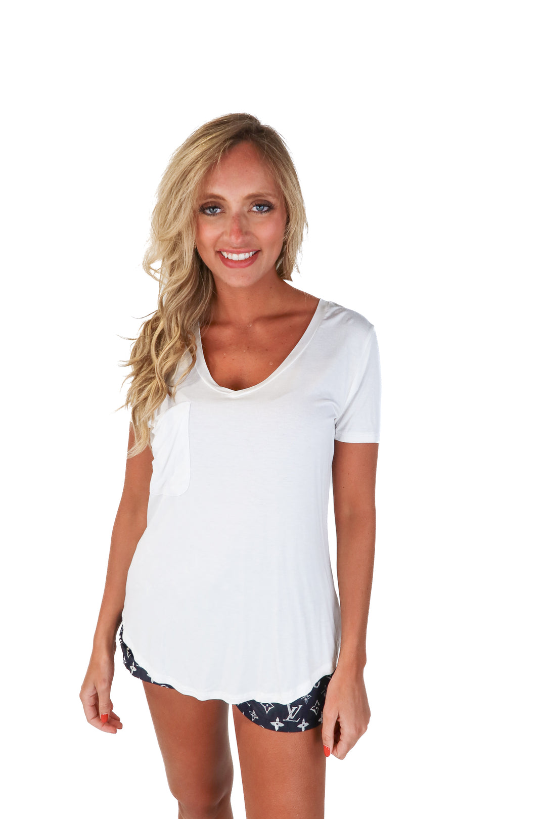 Z Supply White Vneck Pocket Tee NWT (M)