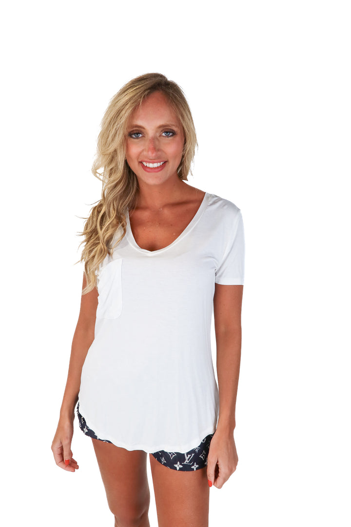Z Supply White Vneck Pocket Tee NWT (M)