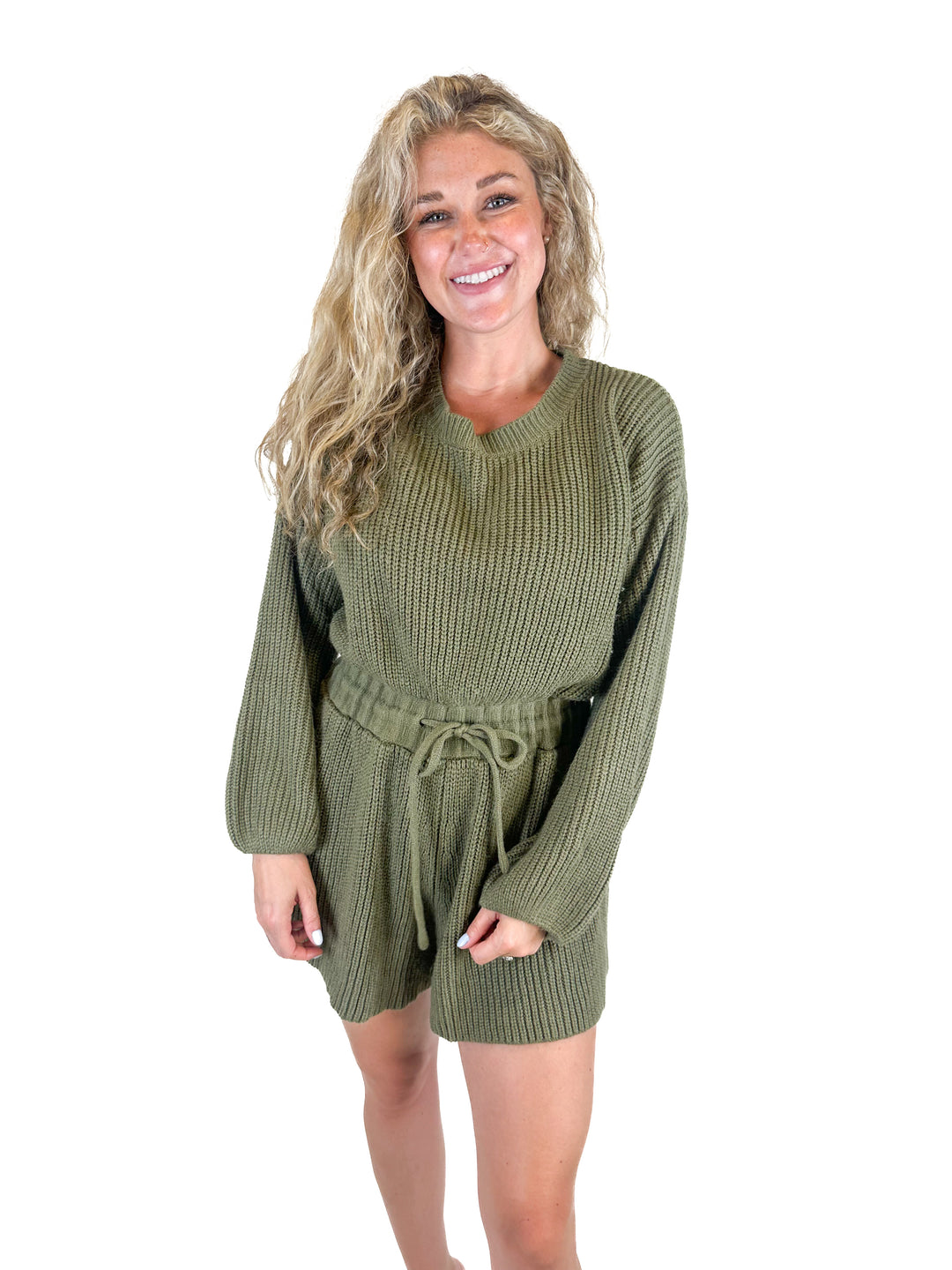 Petal & Pup Green Knit Romper (L)
