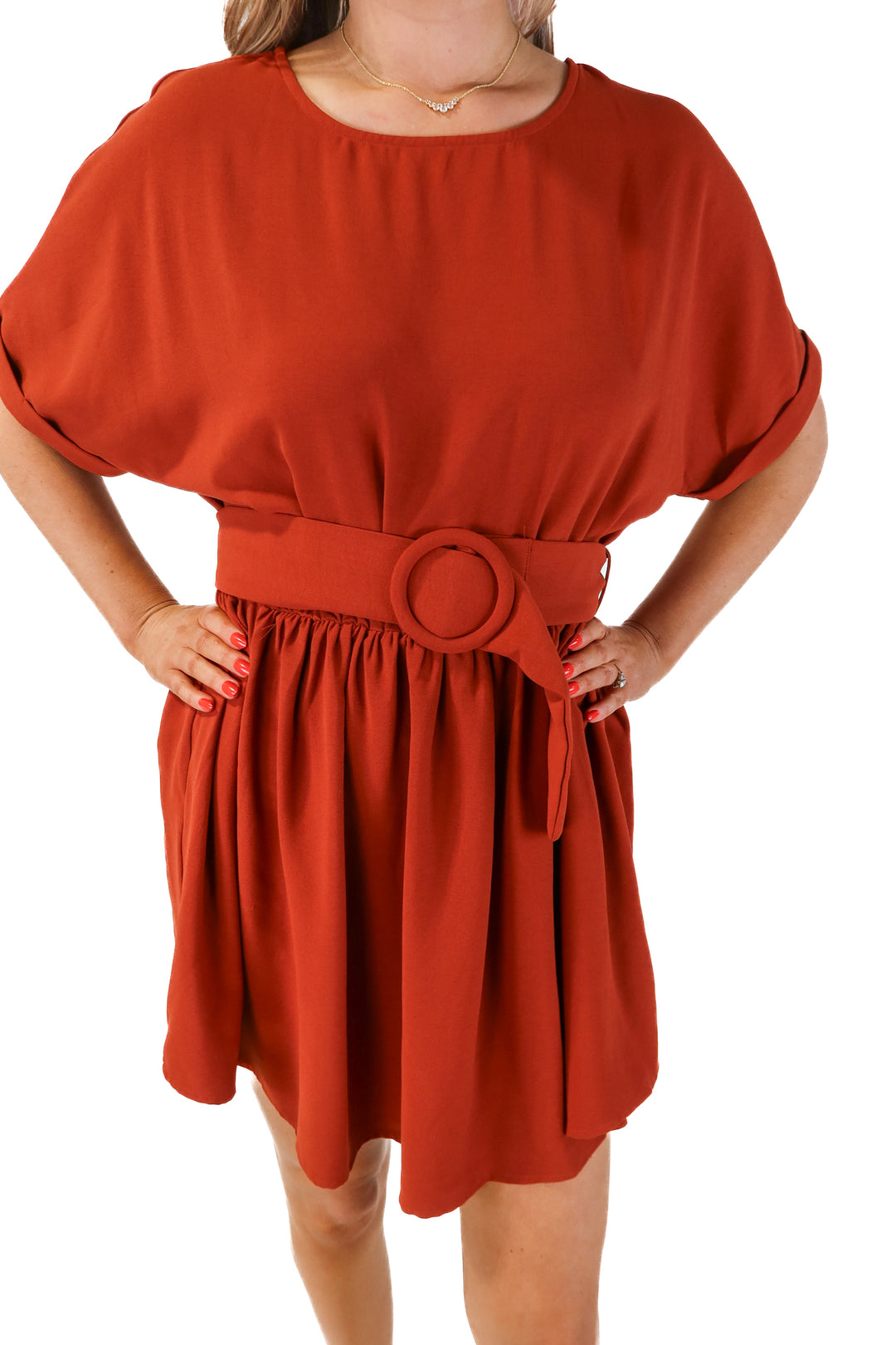Entro rust short sleeve dress (M)
