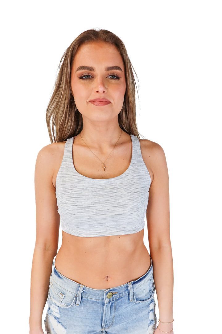 Lululemon Gray/Pink Strappy Back Sports Bra (6)