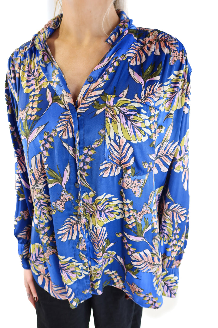 Free People Silky Floral Blouse (S; retail $120)
