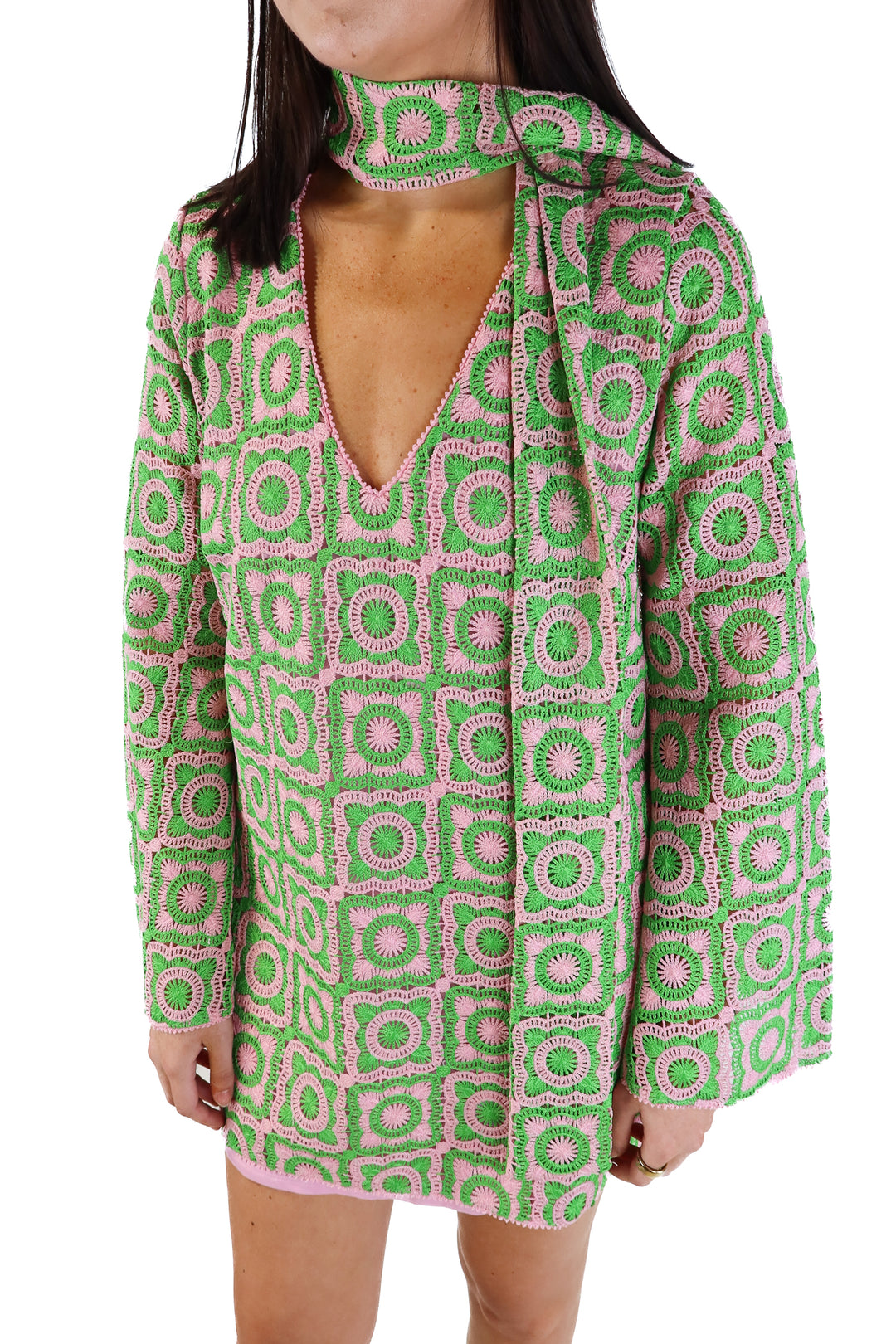 Show Me Your Mumu Floral Crochet Dress (M; retail $178)