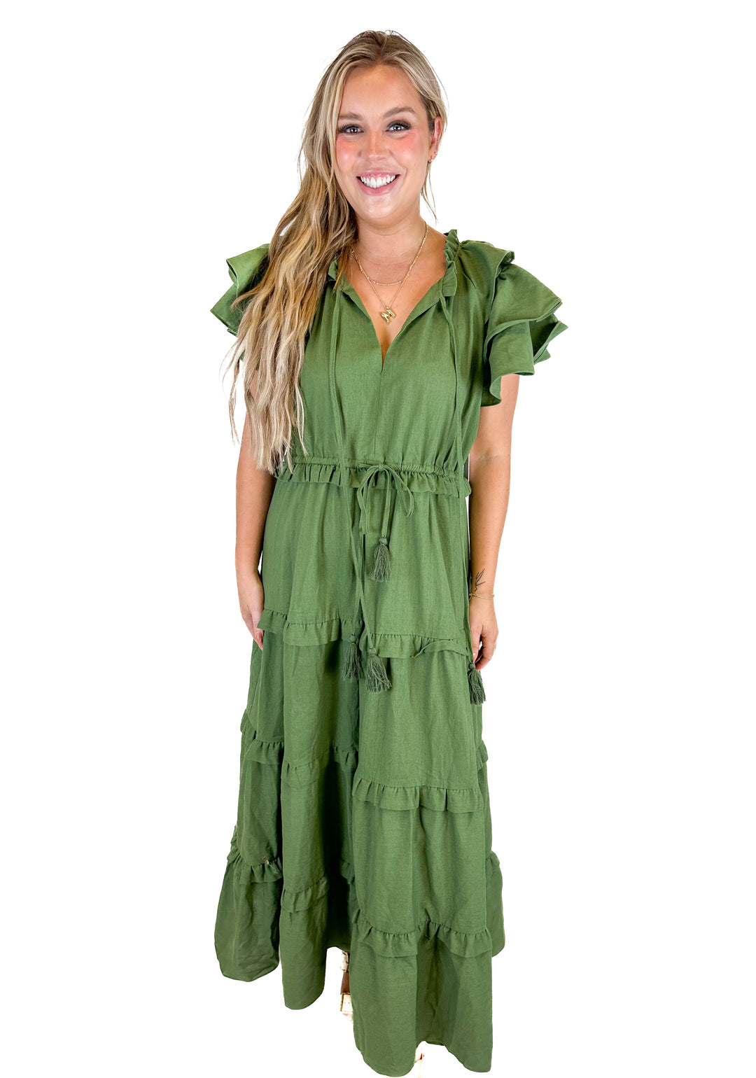 Aura Green Maxi Dress NWT (L)