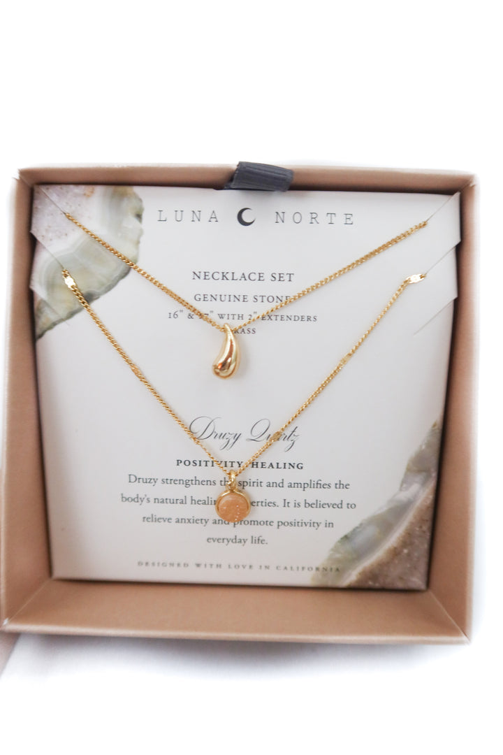 luna norte stone and druzy necklace set nwt (retail $72)