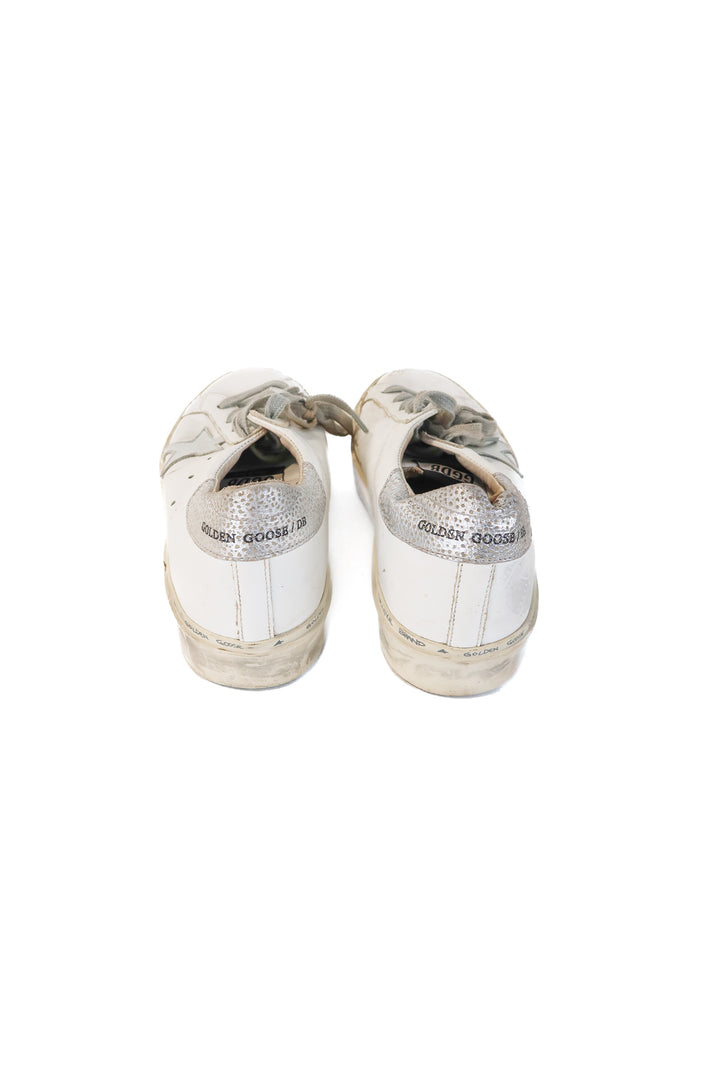 golden goose white/silver sneakers (38; retail $645)