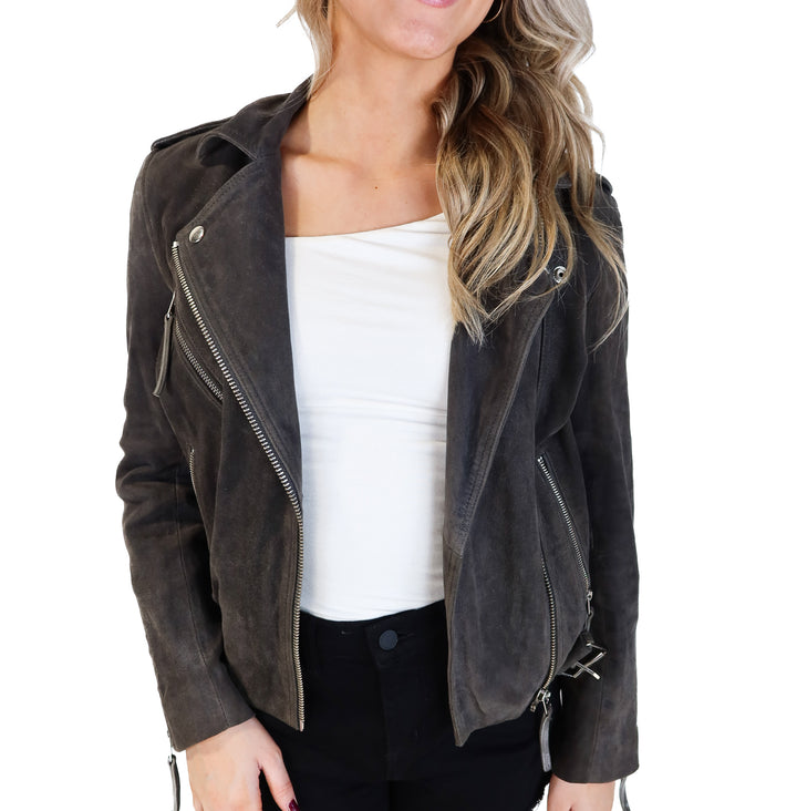 Topshop dark gray suede jacket (2)