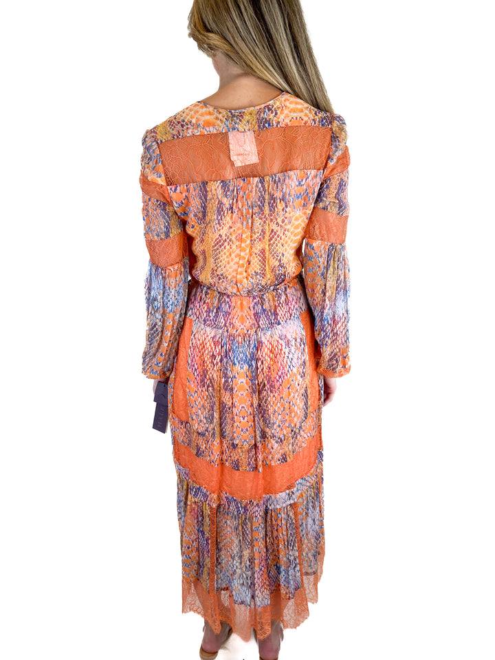 Hale Bob Animal Print Orange Lace Dress NWT (XS)