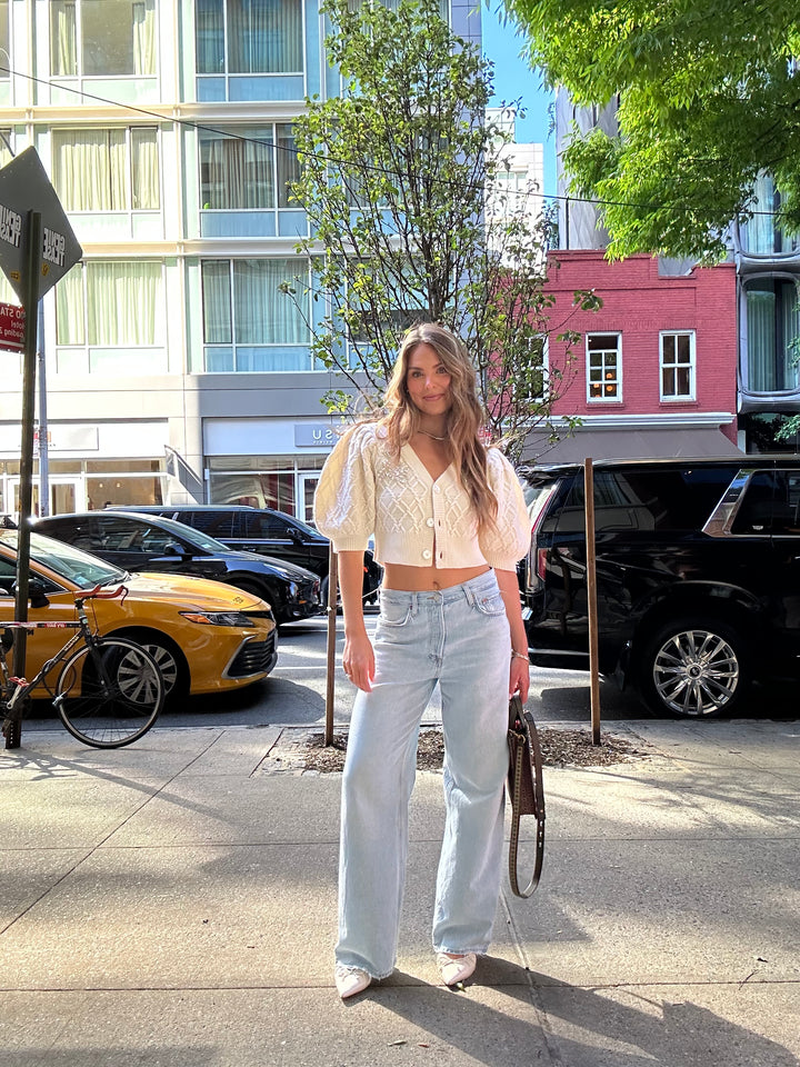 cara cara white crystal detail cardigan (s; retail $425)