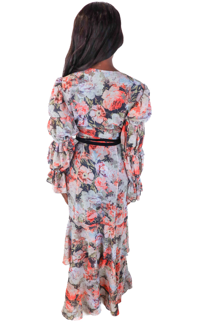 hutch dark floral wrap dress (xs; retail $374)