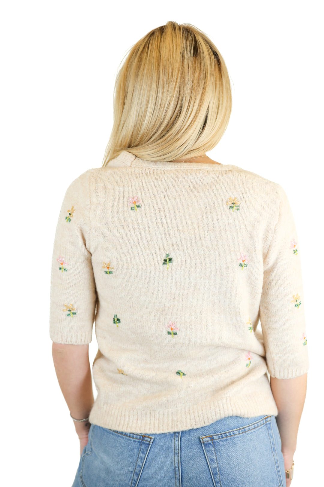 Goodnight Macaroon Beige Beaded Cropped Cami & Sweater Set (S)