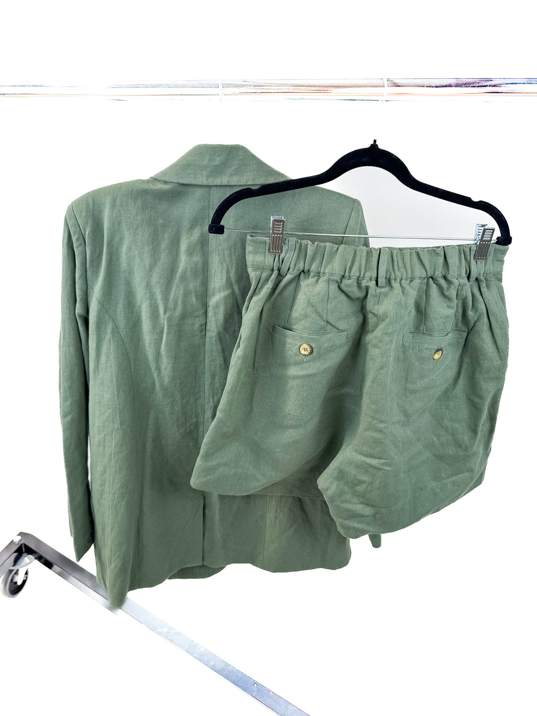 able green linen blazer set (m)
