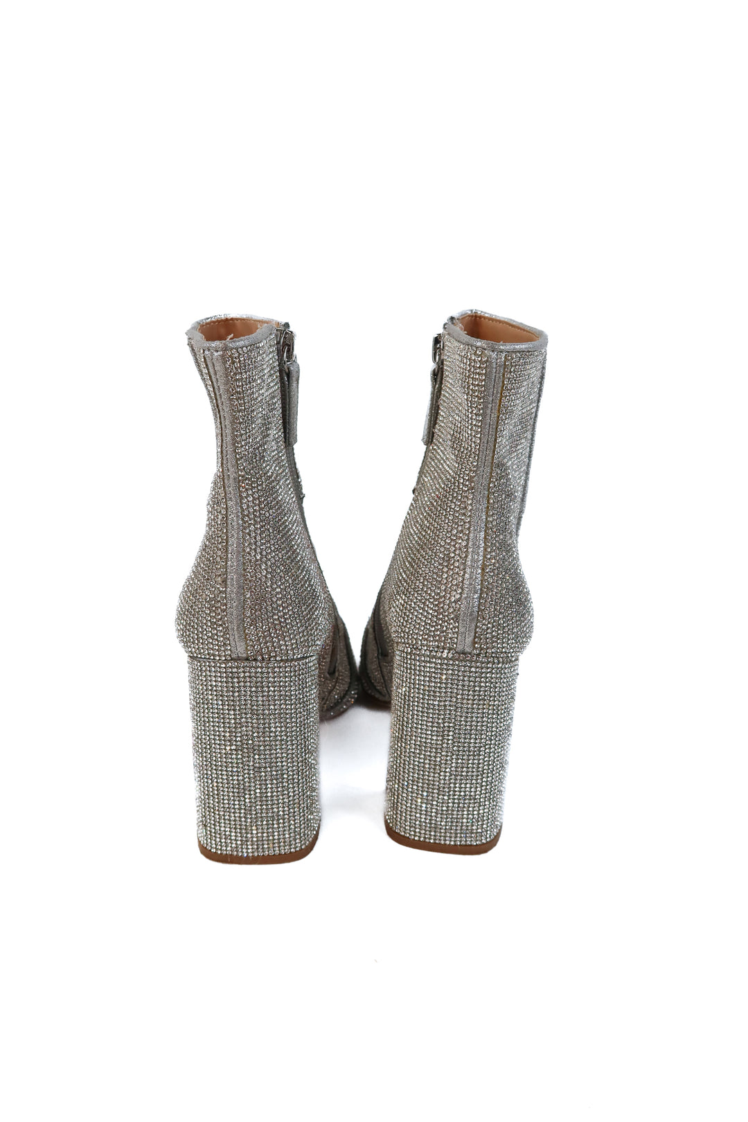 Steve Madden Silver rhinestone booties (7; retail $135)
