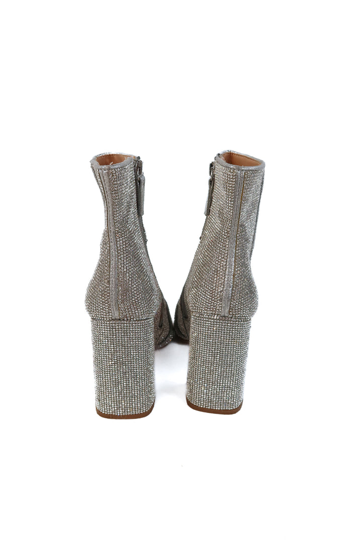 Steve Madden Silver rhinestone booties (7; retail $135)