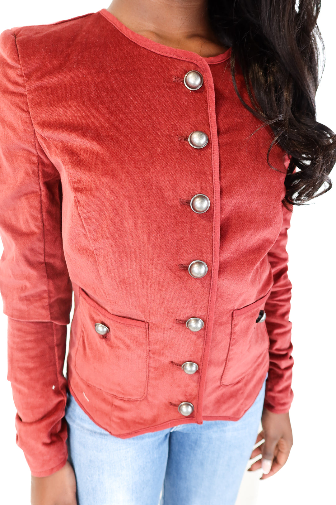 Free people rust velvet jacket (s; retail $168)