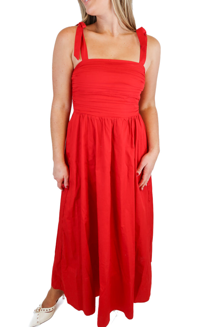 abercrombie & fitch red midi dress (xs)