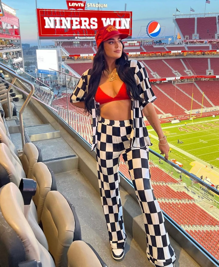 AUCTION lala black/white checkered set (L)- ends 5/20 at 8pm CT