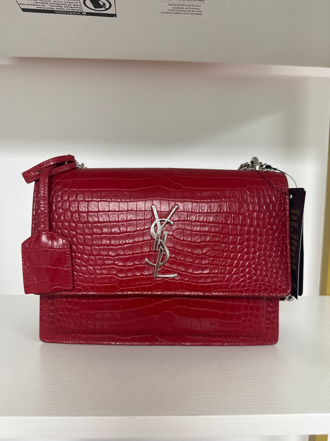 Saint Laurent red crocodile sunset crossbody