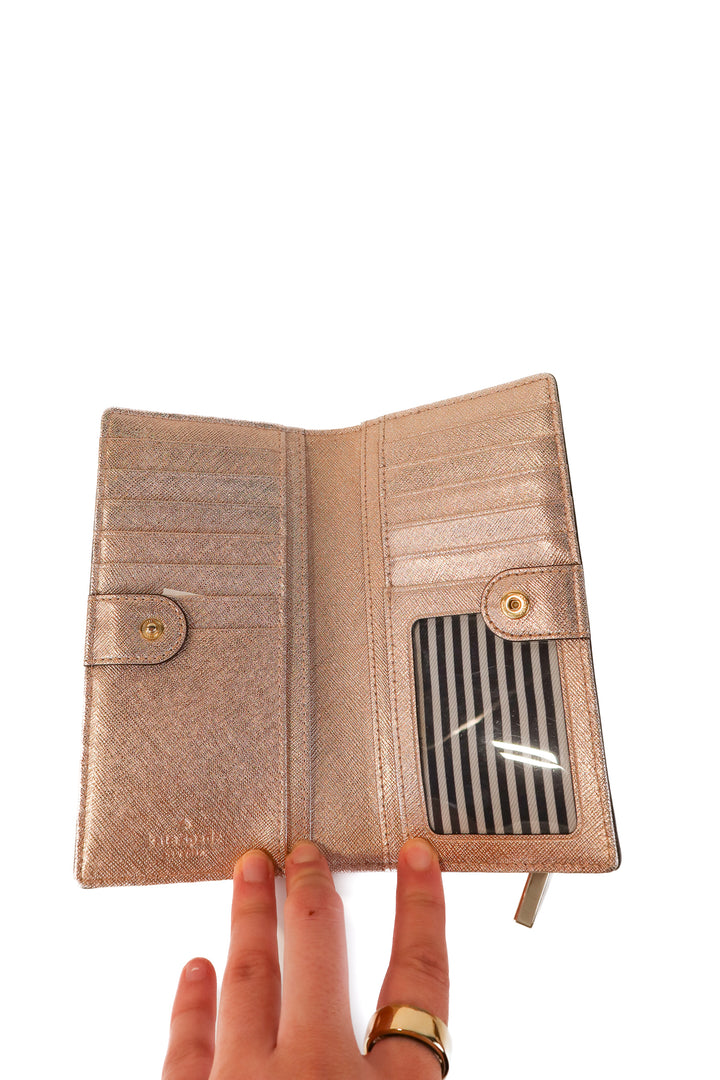 Kate Spade Rose Gold Full Length Wallet (Like New; retail $198)
