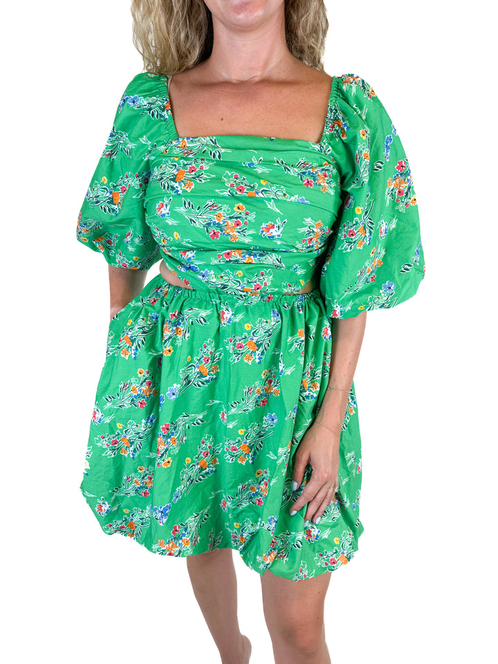 A New Day Green Floral Mini Dress (M)