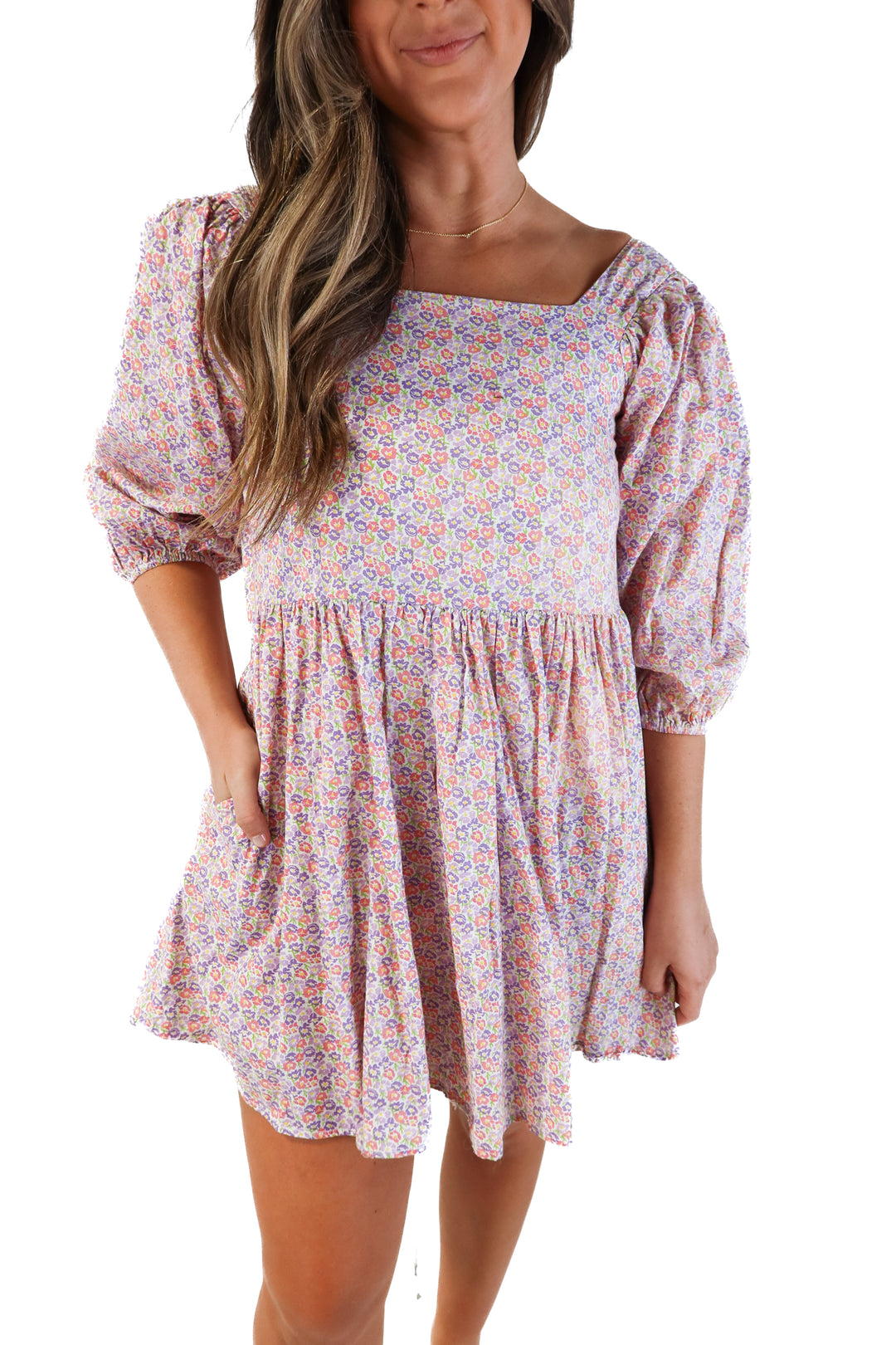 Storia purple/pink floral dress (s; retails for $70)