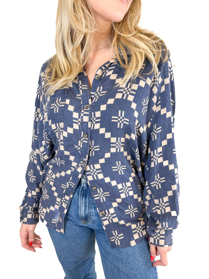 BDG Urban Outfitters Geometric Button Down Shirt (M)