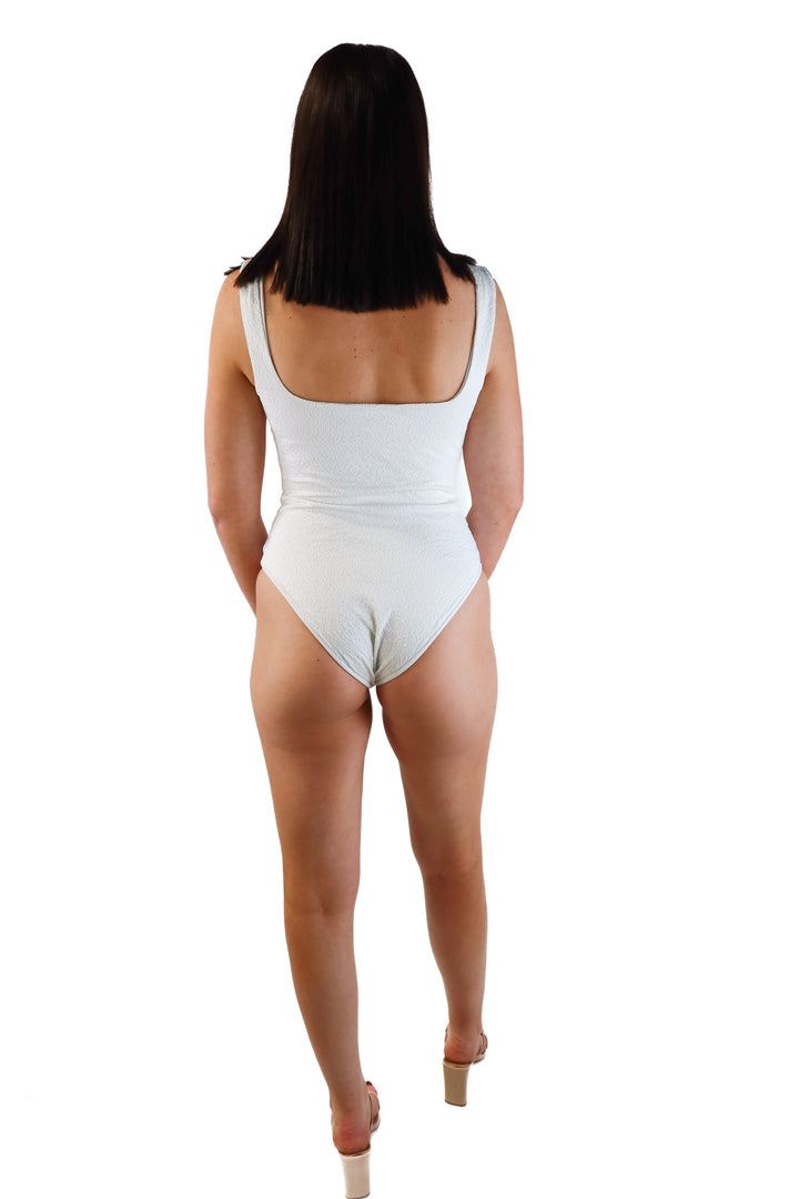 Mara Hoffman Textured White One-Piece Swimsuit (M; retail $253)
