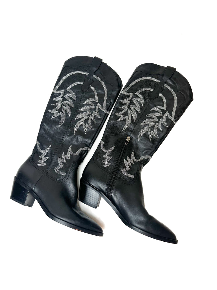 Dolce Vita Black Embroidered Boots (7.5)