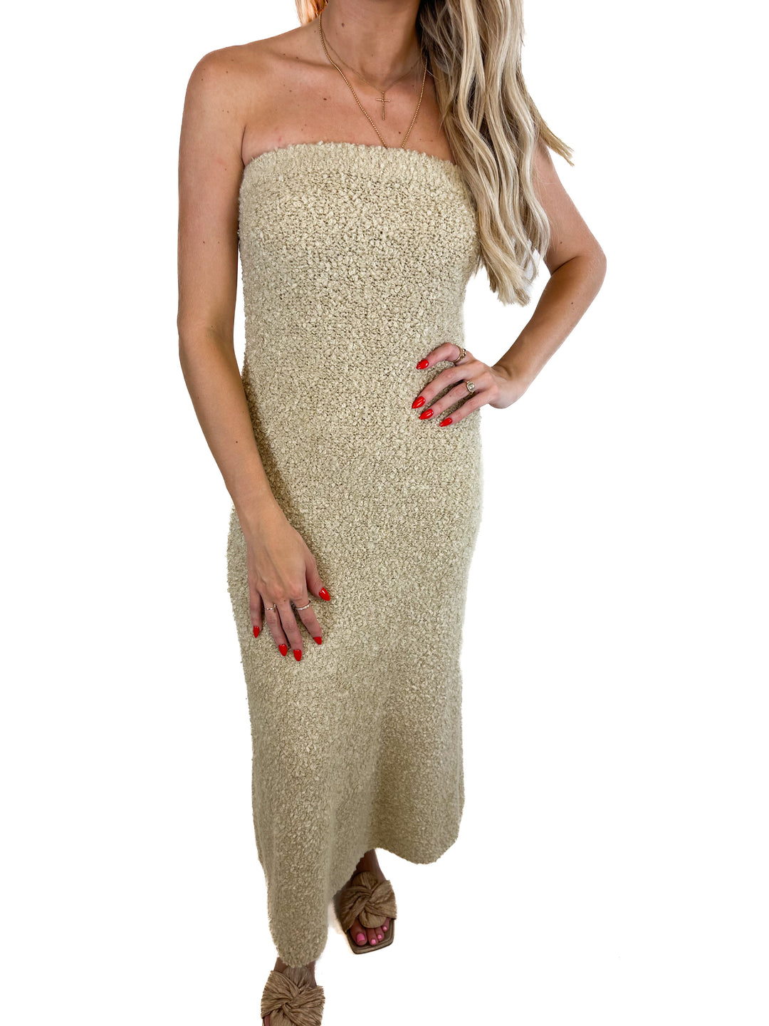 LPA Beige Teddy Strapless Dress NWT (XS)