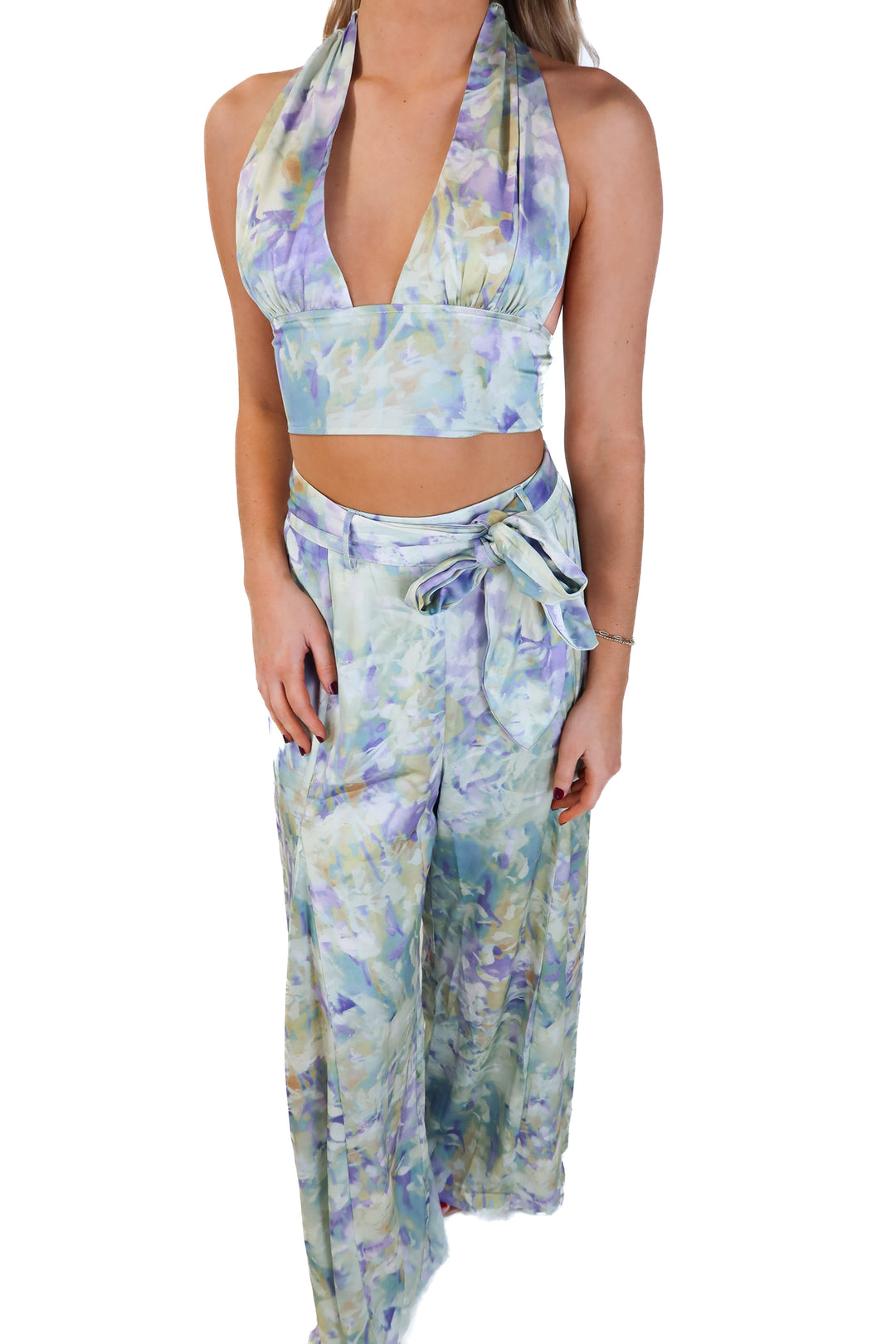 12th tribe printed satin set NWT (s; retail $100)