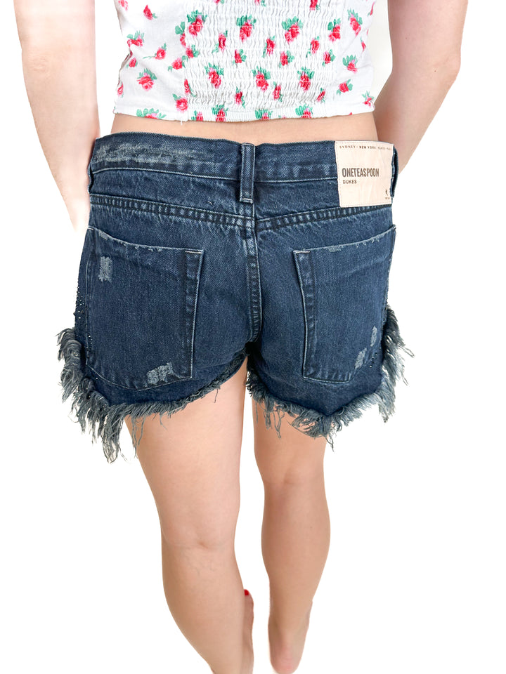 One Teaspoon Jean Shorts With Black Rhinestones (28)