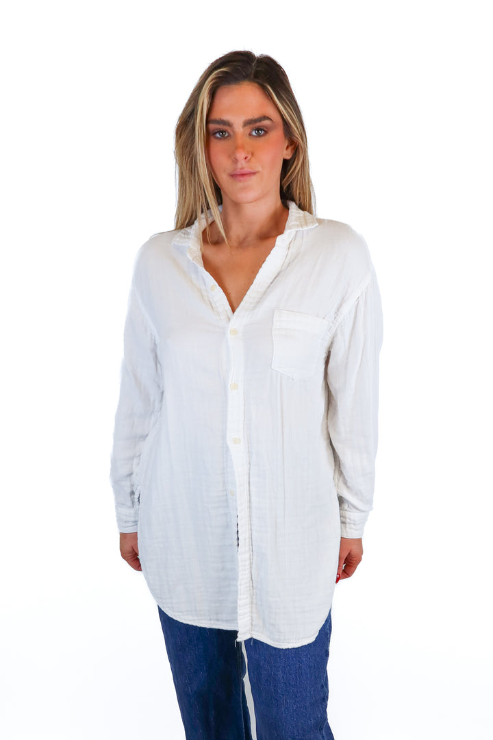 free people cp shades white gauze button up (s; retail $59)