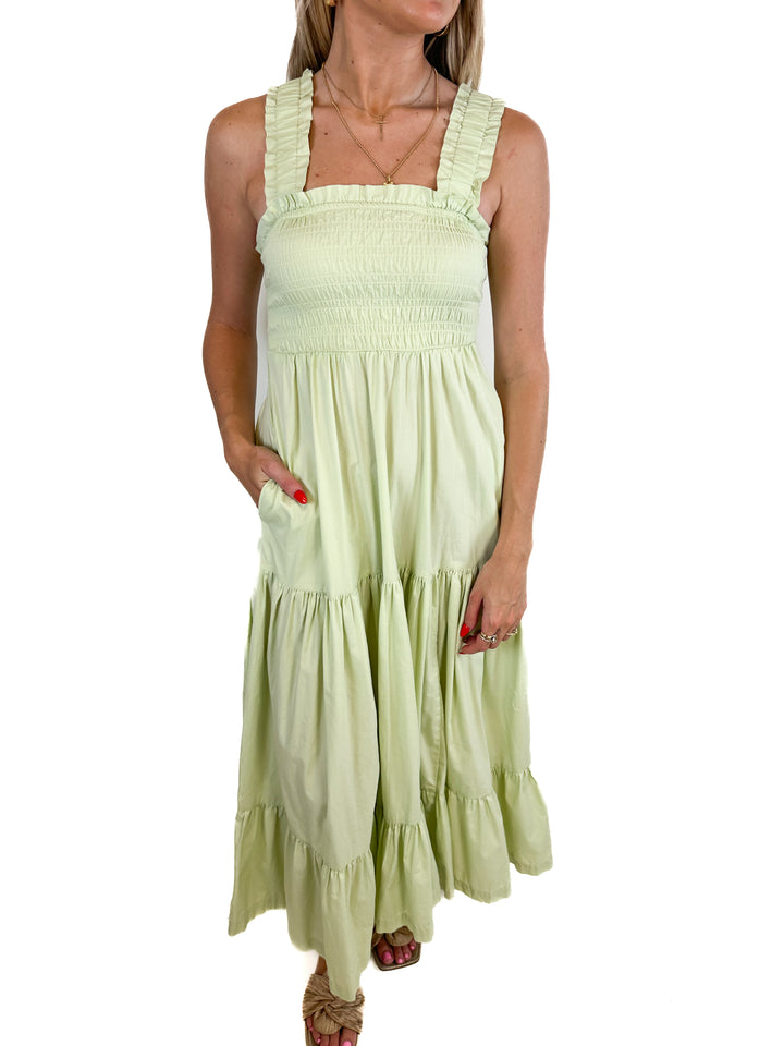 Abercrombie Green Smocked Bodice Maxi Dress (XXSP)