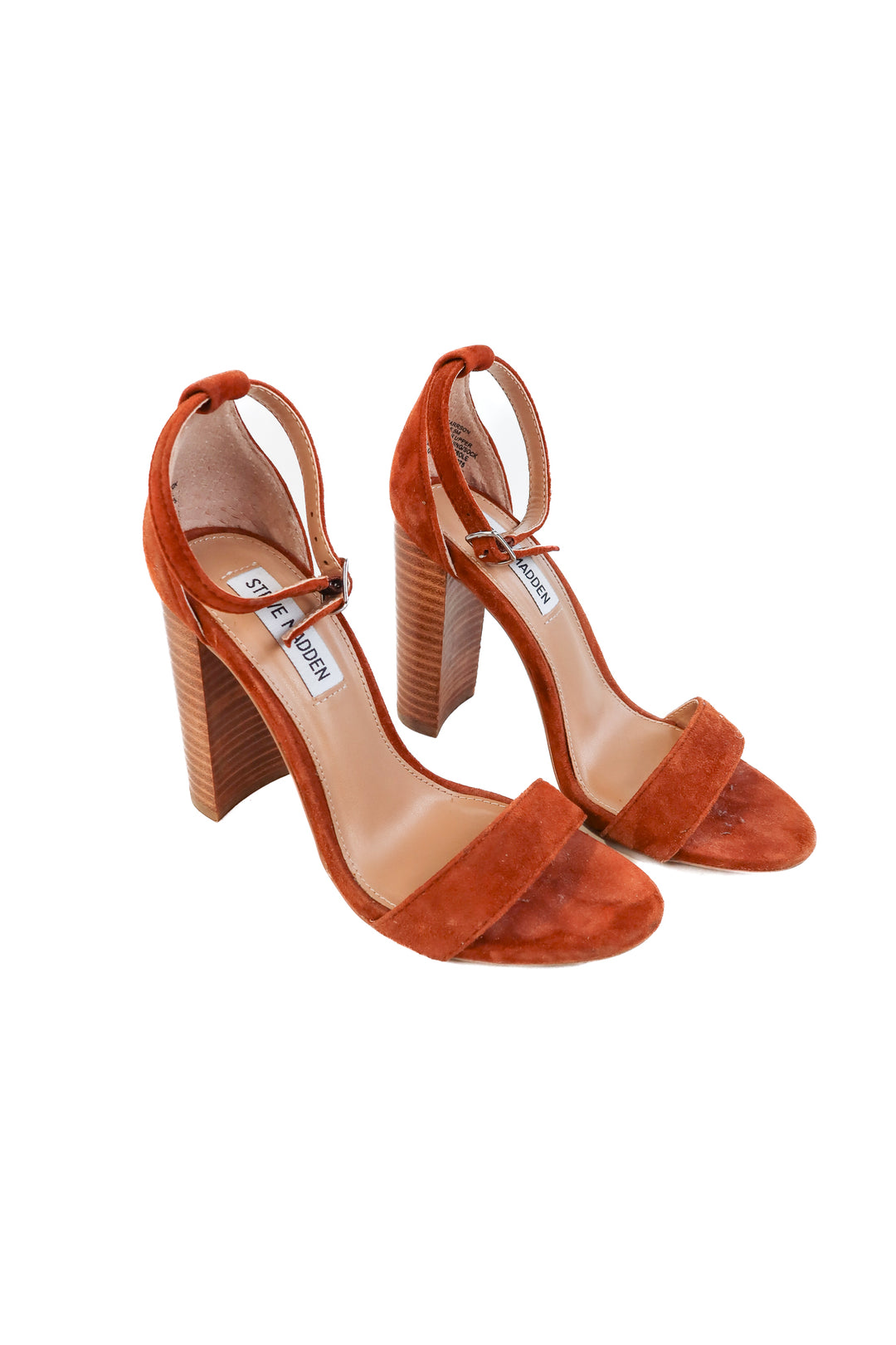 Steve Madden brown suede/wood heels (5.5)