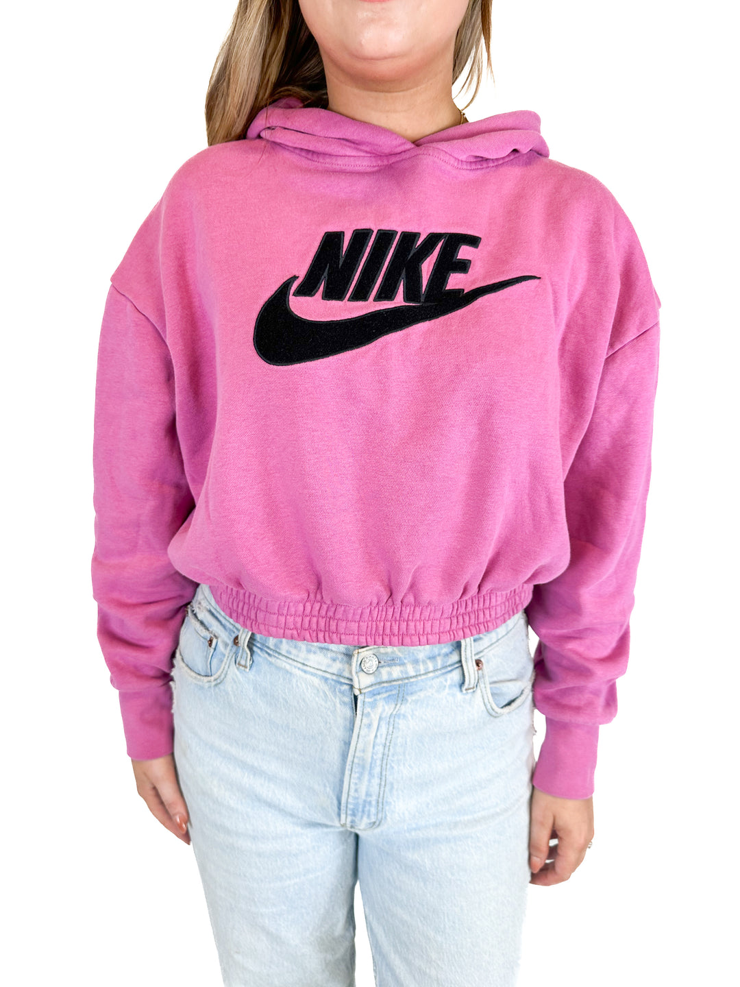 Nike Logo Cropped Purple Hoodie (M)