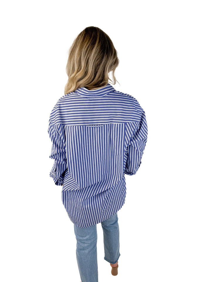 SOLD: Citizens of Humanity Striped Blue Button-Down (S; retail $248)