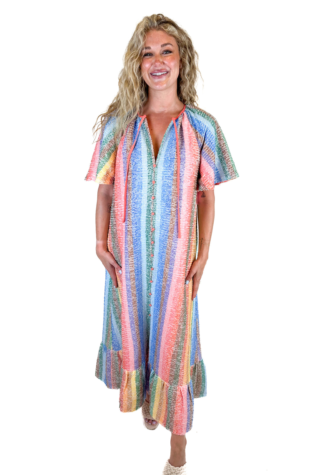 Buddy Love Rainbow Sequined Maxi Dress NWT (M)