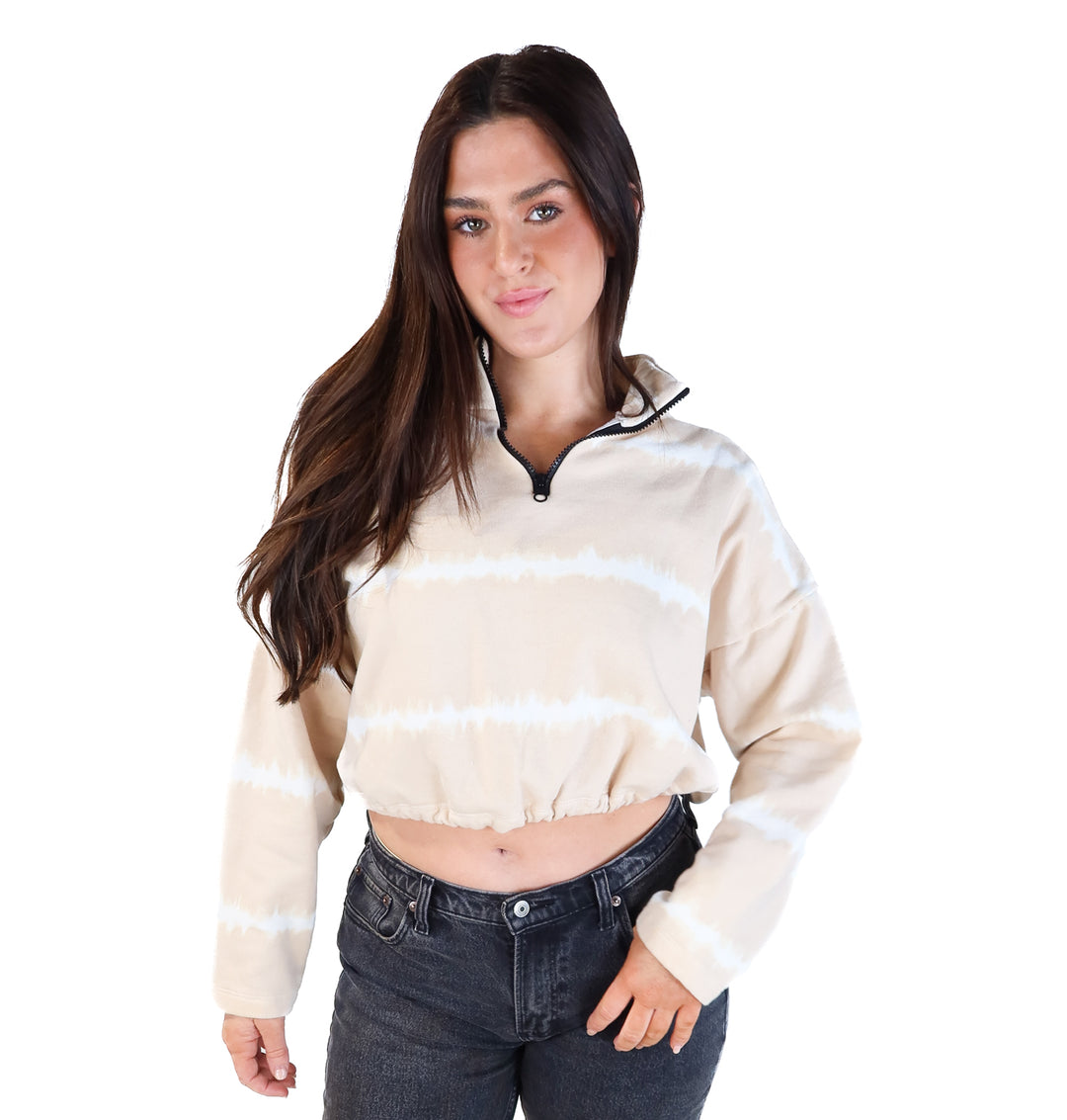 Gianni bini tie dye cropped quarter zip (L; retail $89)