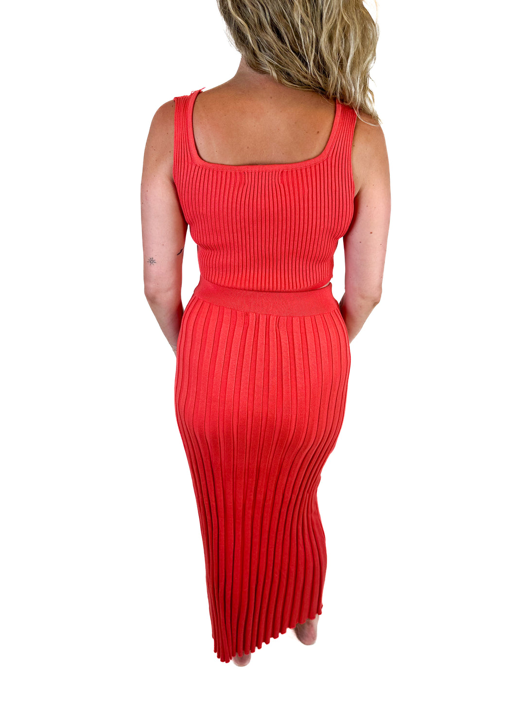 Petal and Pup Coral Ribbed Knit Set (L)*