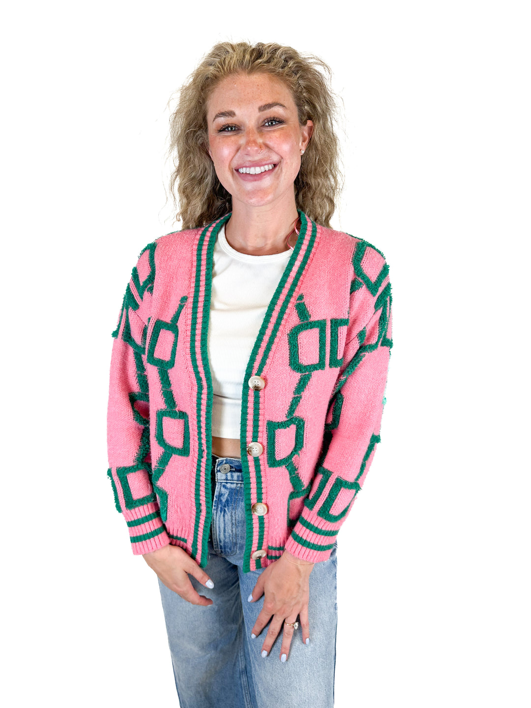 Miracle Pink and Green Sweater (S/M)