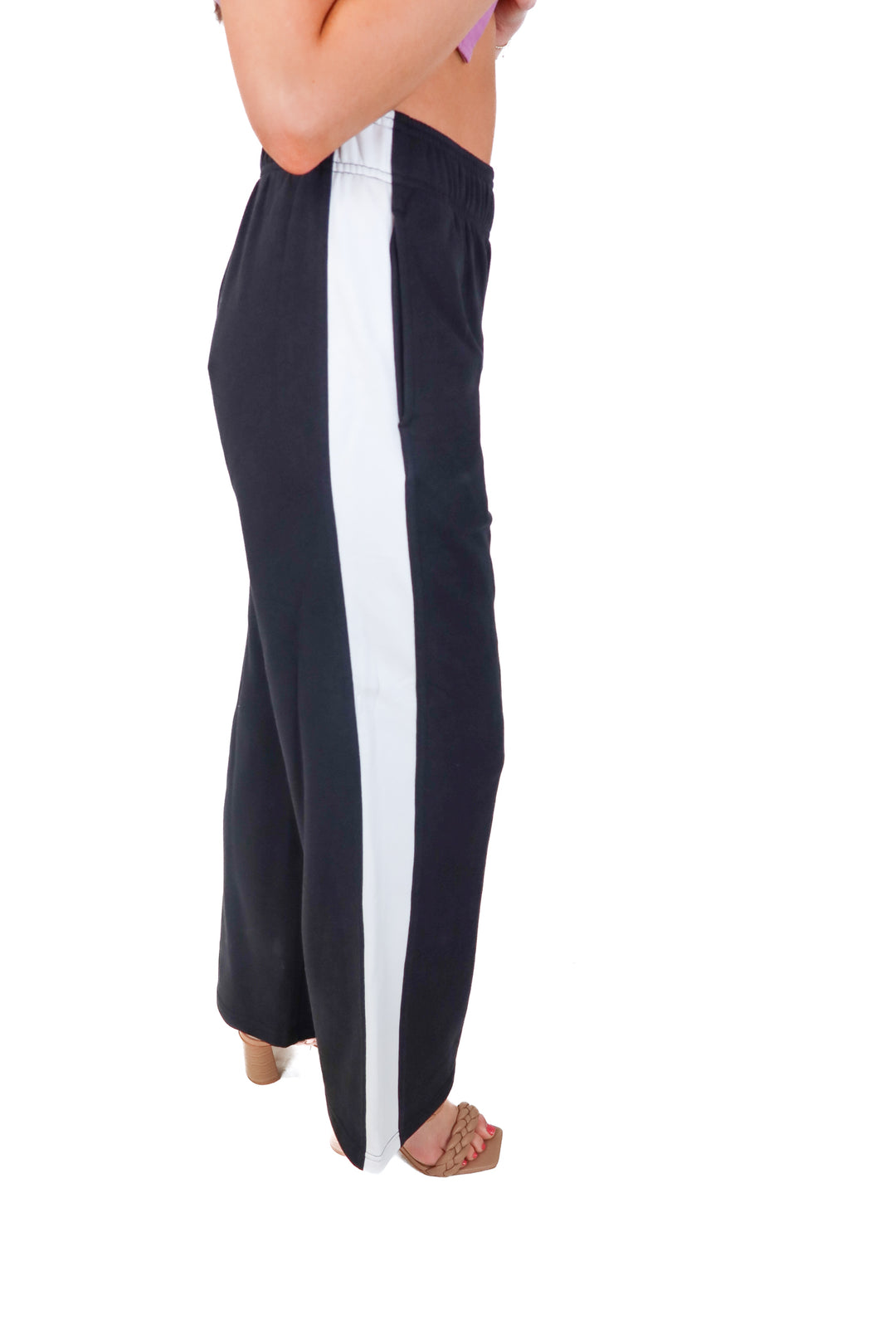 fabletics black w/ white stripe sweatpants NWT (xs; retail $74.95)