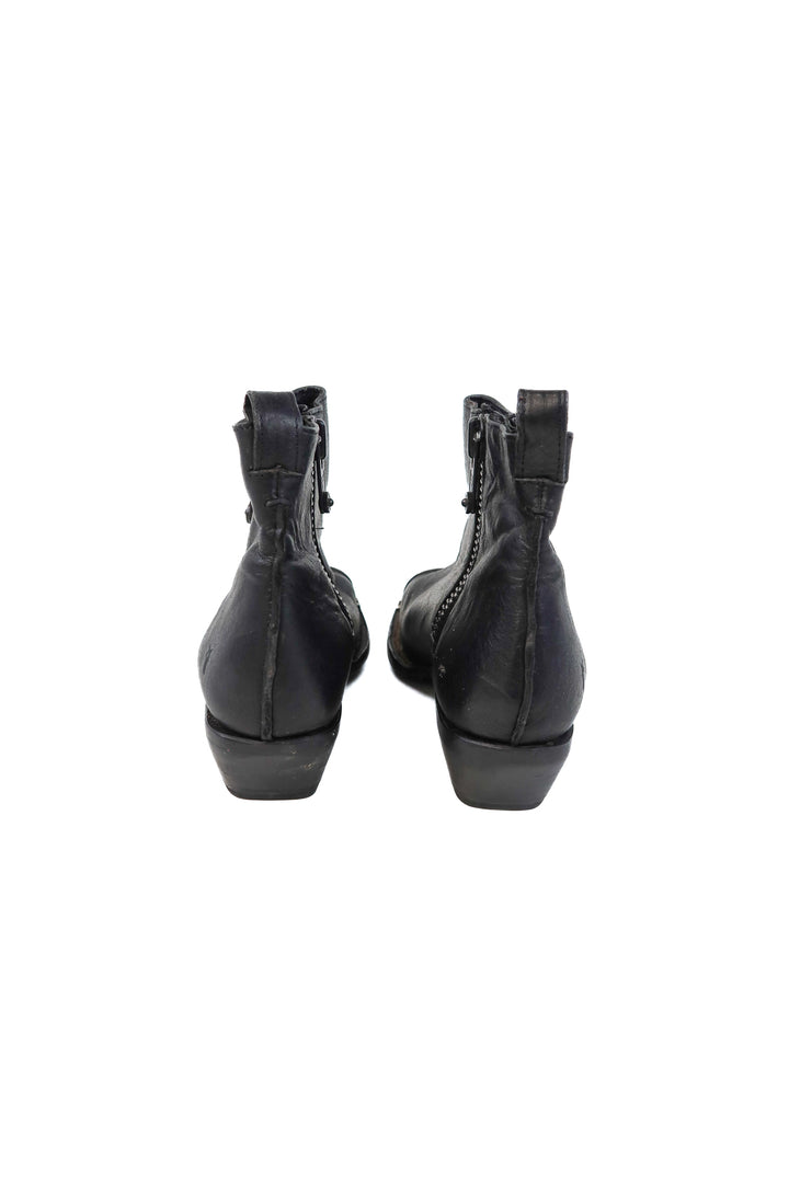 Frye black silver toe booties (8.5; retail $225)