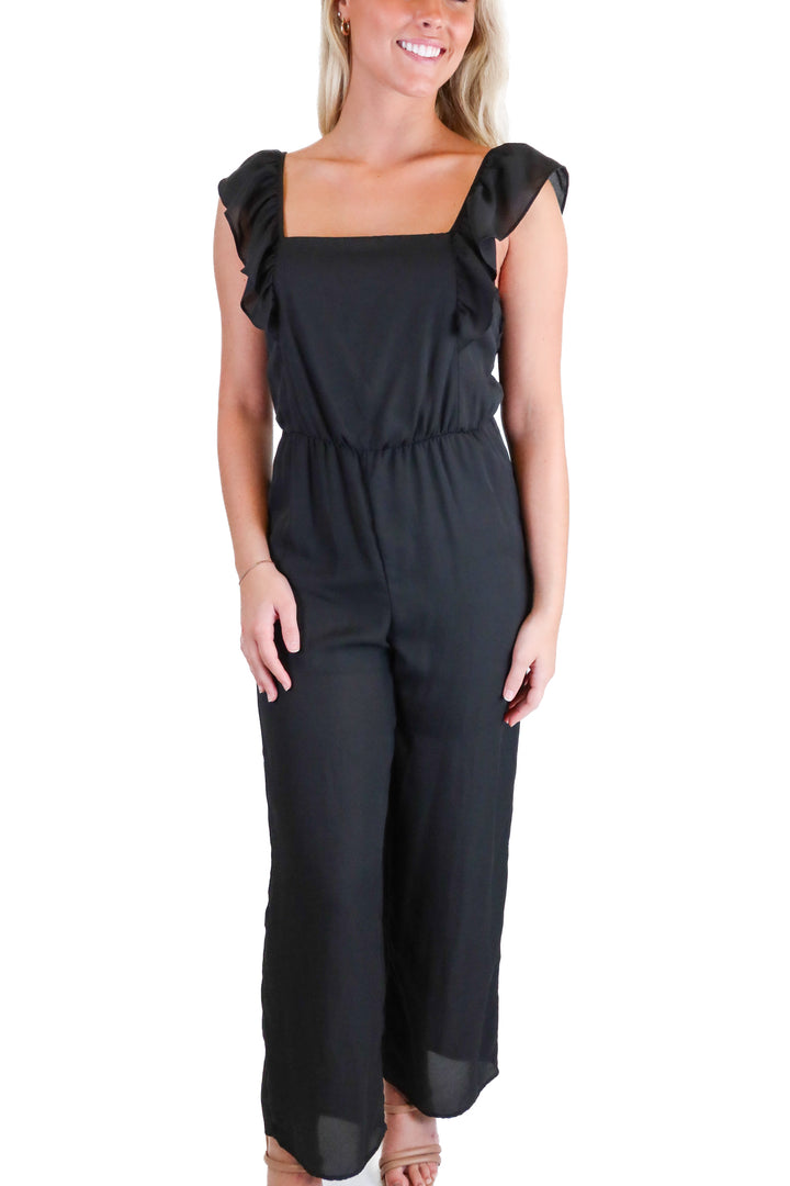 Mi Ami Black Ruffle Jumpsuit (XXS)