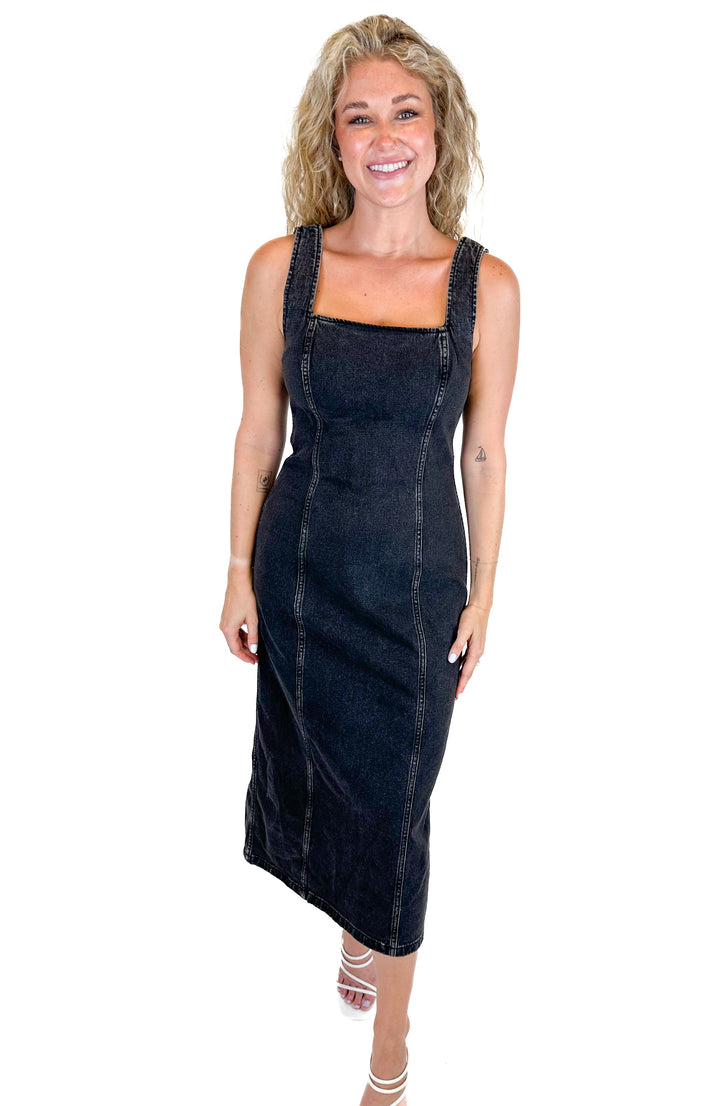 Abercrombie Black Denim Midi Dress NWT (M)