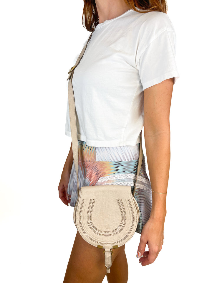 Chloe Mini Marcie Round Crossbody Bag in Root Beige (retail $1,450)