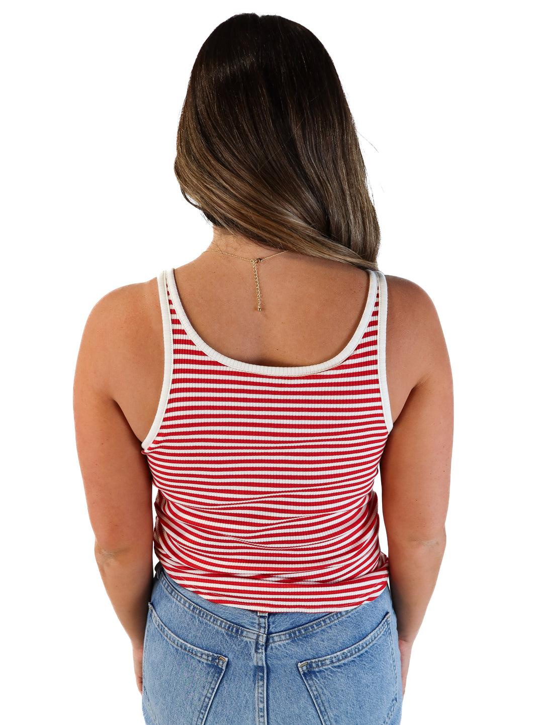 J.crew red/white striped tank (L; retail $29.90)