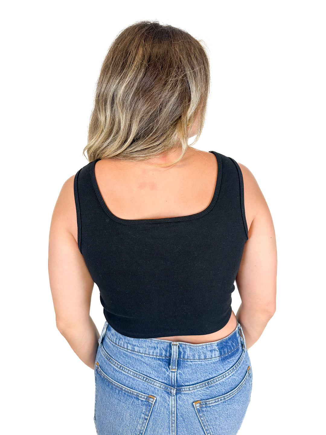 H&M Sleeveless Black Crop Top (L)
